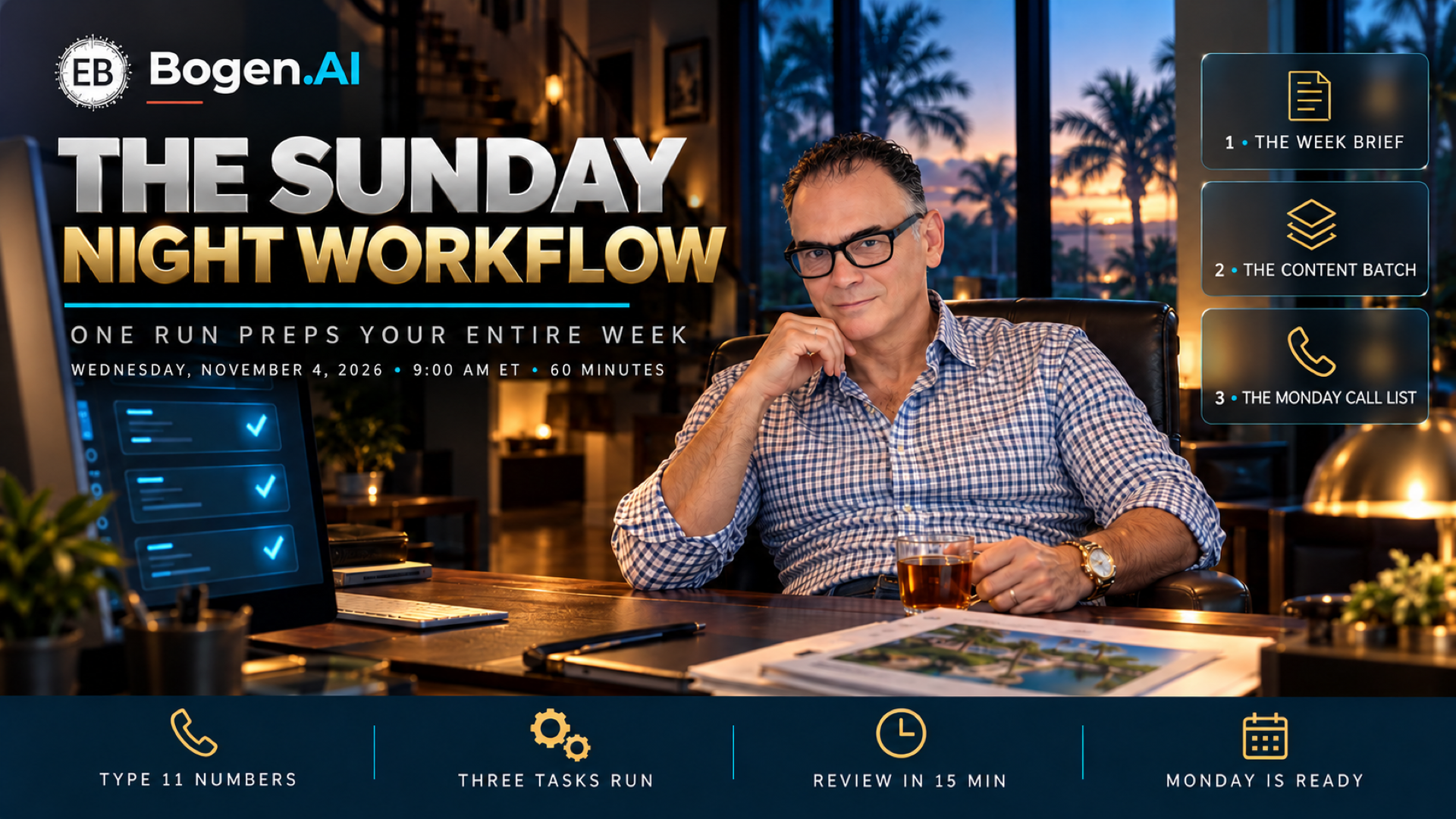 The Sunday Night Workflow: One Run Preps Your Content, Comps, and Follow-Ups Before Monday